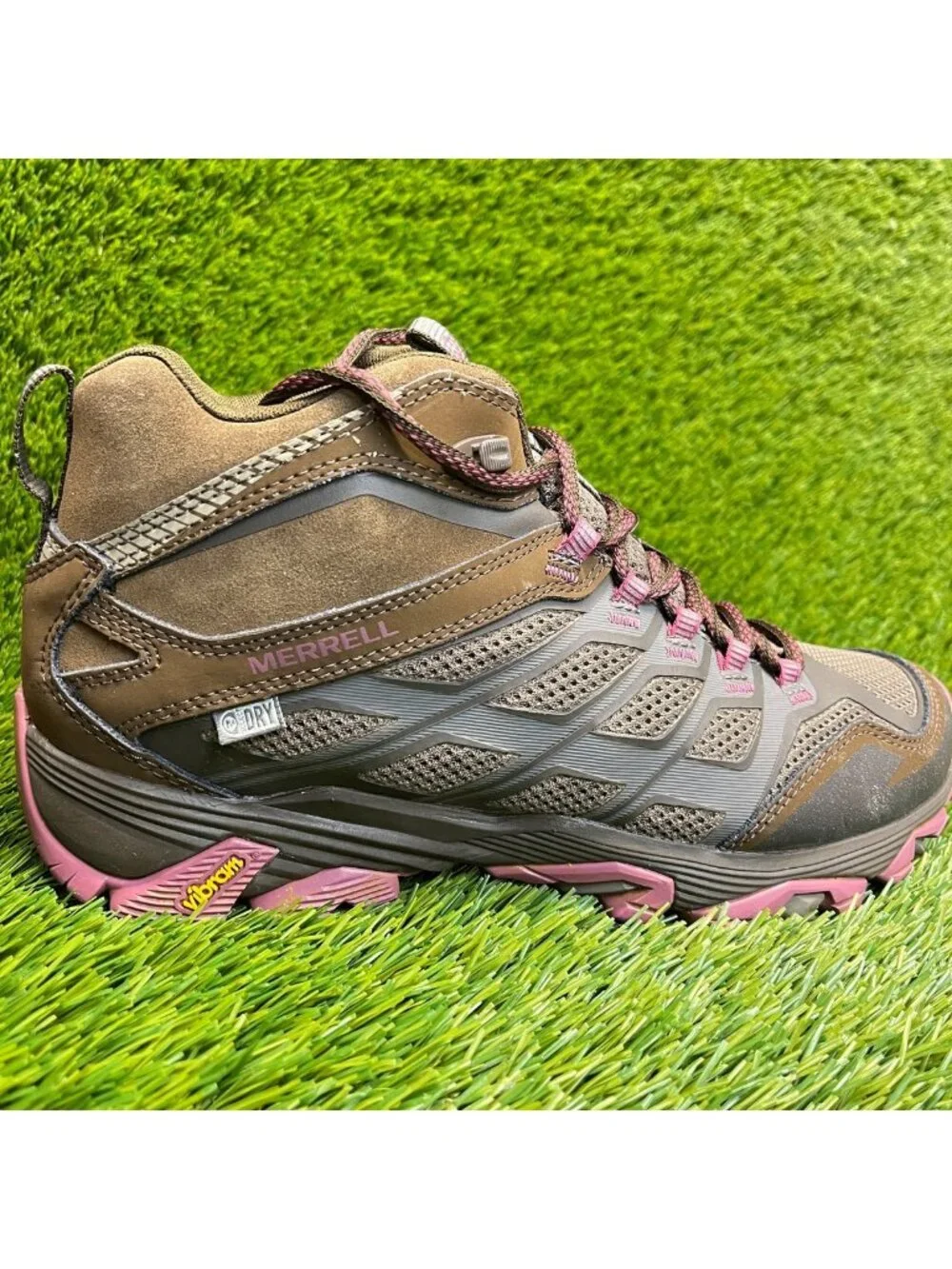 Merrell Moab FST Boulder Mid Womens Size 9.5 Brown Athletic Trail Hiking Shoes